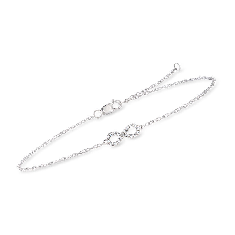Sterling Silver Infinity Anklet with Diamond Accents image number 2