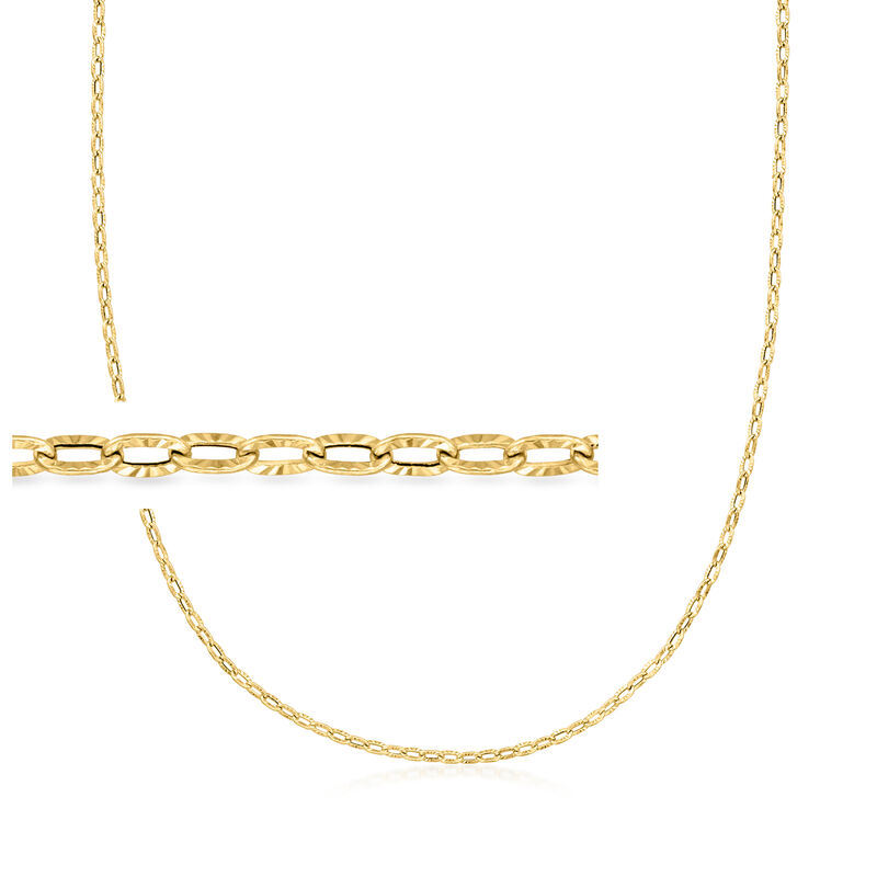 Italian 14kt Yellow Gold Textured and Polished Cable-Chain Necklace image number 0
