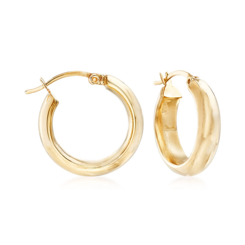Tri-Colored Sterling Silver Jewelry Set: Three Pairs of Puffed Hoop Earrings image number 5