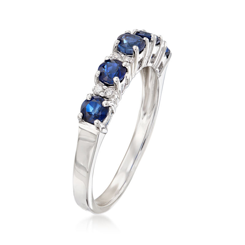 .70 ct. t.w. Sapphire Five-Stone Ring with Diamond Accents in 14kt White Gold image number 2