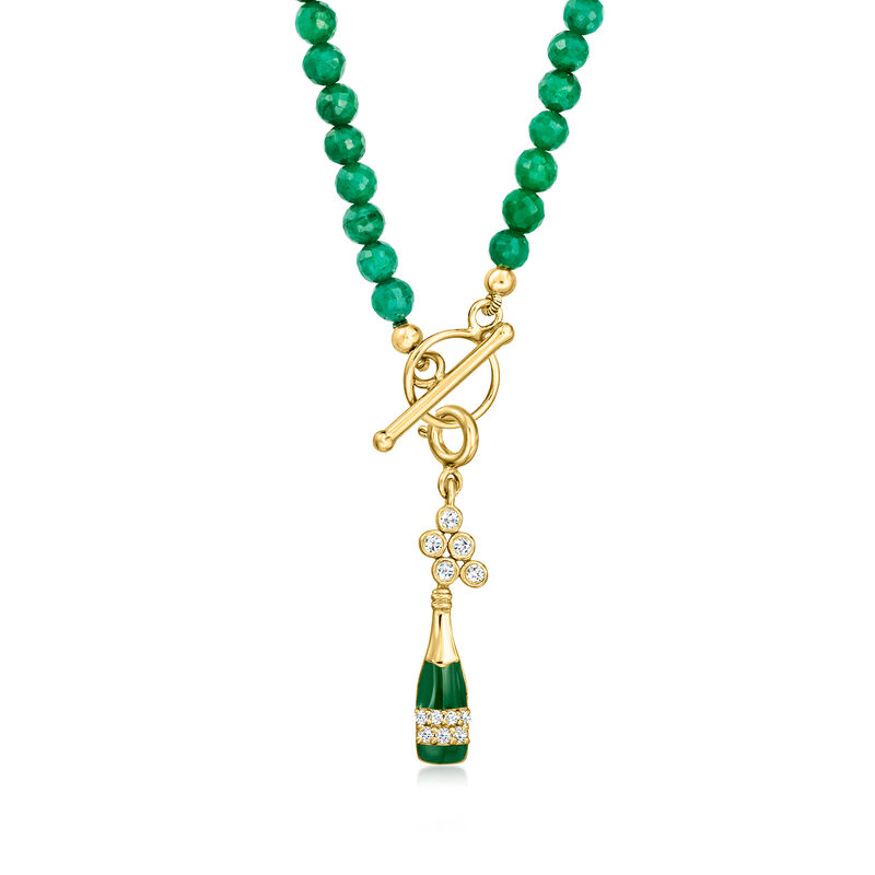 20.00 ct. t.w. Emerald Bead Charm-Compatible Toggle Necklace in 18kt Gold Over Sterling image number 2
