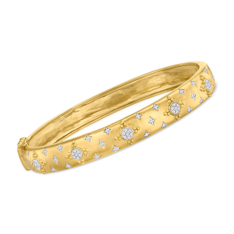 .20 ct. t.w. Diamond Cluster Bangle Bracelet in 18kt Gold Over Sterling image number 0