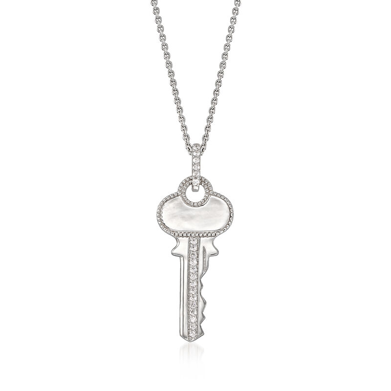 .10 ct. t.w. Diamond Key Pendant Necklace in Sterling Silver image number 0