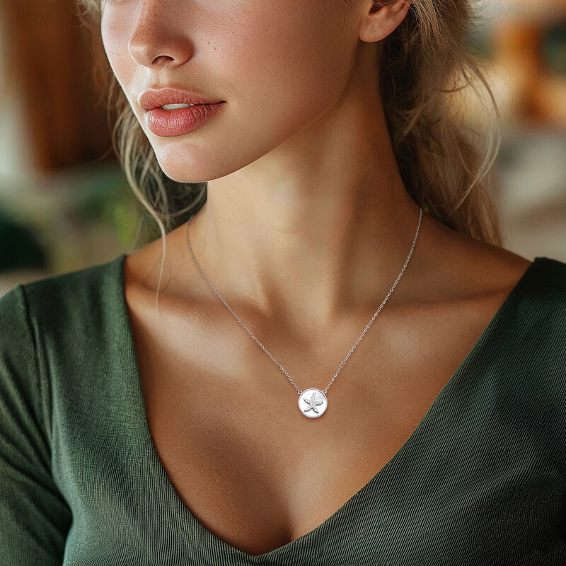 Mother-of-Pearl and .10 ct. t.w. CZ Starfish Necklace in Sterling Silver. 16" image number 0