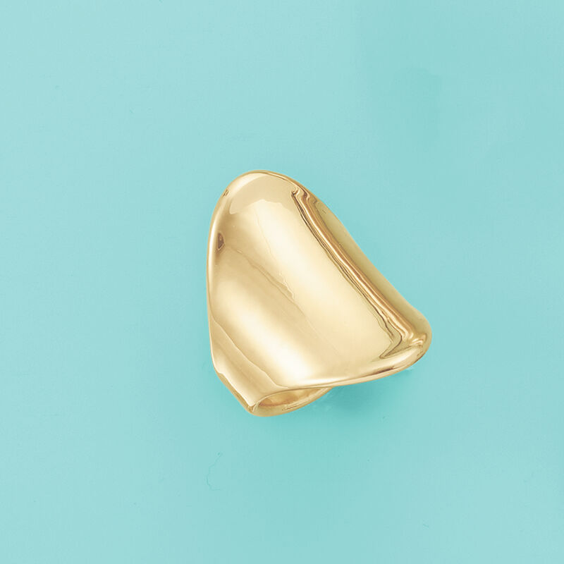 Andiamo 14kt Yellow Gold Over Resin Concave Ring image number 4