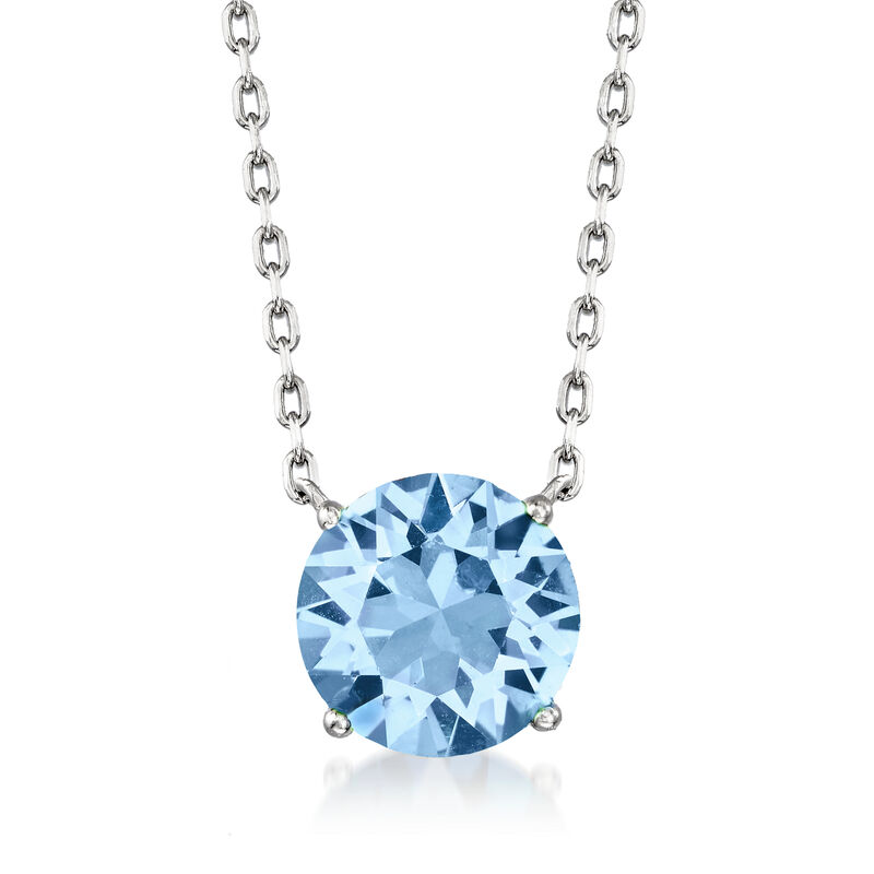 Jewelry Set: Blue Swarovski Crystal Necklace and Earrings in Sterling Silver. 16&quot; image number 3