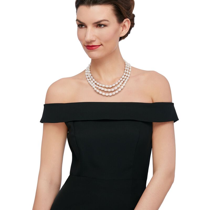 9-10mm Cultured Pearl Layered Necklace with Sterling Silver image number 1