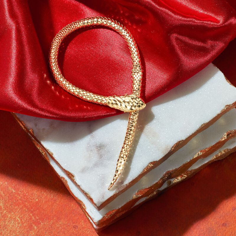 Italian 18kt Gold Over Sterling Silver Diamond-Cut Snake Bracelet image number 2