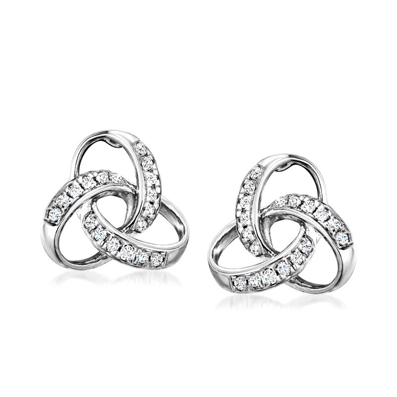 .10 ct. t.w. Diamond Celtic Knot Stud Earrings in Sterling Silver image number 0