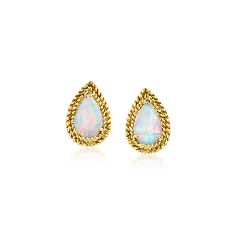 C. 1990 Vintage Opal Earrings in 14kt Yellow Gold  image number 0