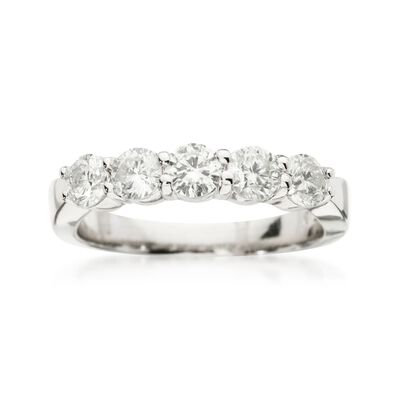 1.00 ct. t.w. Diamond Five-Stone Wedding Band in 14kt White Gold