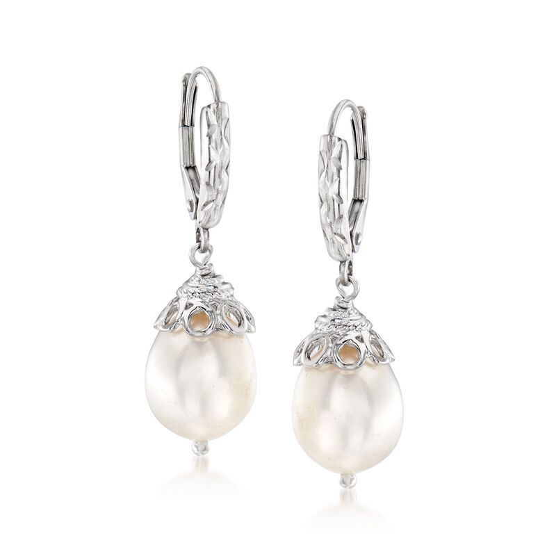 10-11mm Cultured Pearl Drop Earrings in Sterling Silver image number 0