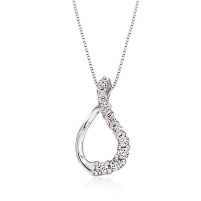 C. 2000 Vintage .22 ct. t.w. Diamond Swirl Pendant Necklace in 14kt White Gold