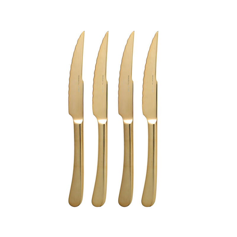 Vietri &quot;Settimocielo Oro&quot; Set of 4 18/10 Stainless Steel Steak Knives from Italy image number 0