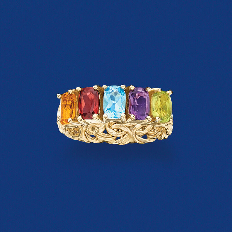 2.60 ct. t.w. Multi-Gemstone Byzantine Ring in 14kt Yellow Gold image number 3