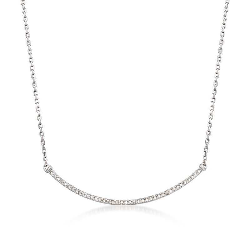 Sterling Silver Curved Bar Bolo Necklace with Diamond Accents image number 0