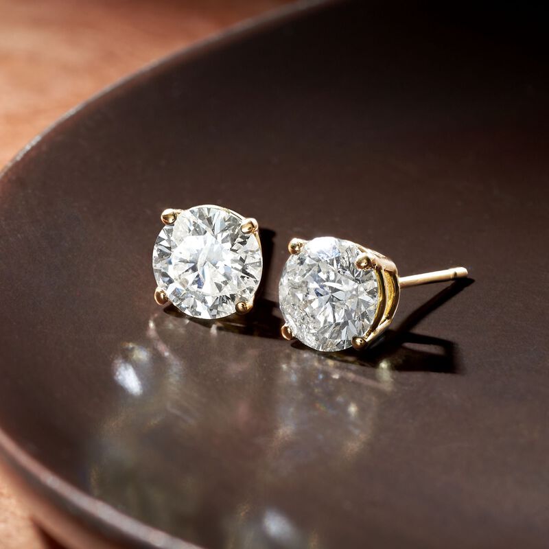 2.00 ct. t.w. Diamond Stud Earrings in 18kt Yellow Gold image number 2
