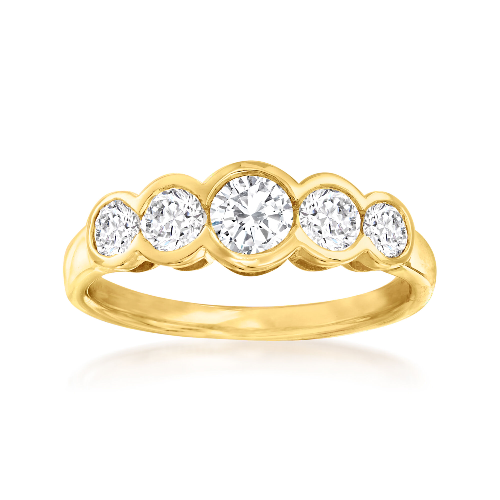 ross-simons 1.00 CT t.w. bezel-set CZドロップイヤリングで14 KTイエローゴールド 1.00 ct. t.w. Bezel-Set Diamond Station Bracelet in 14kt White