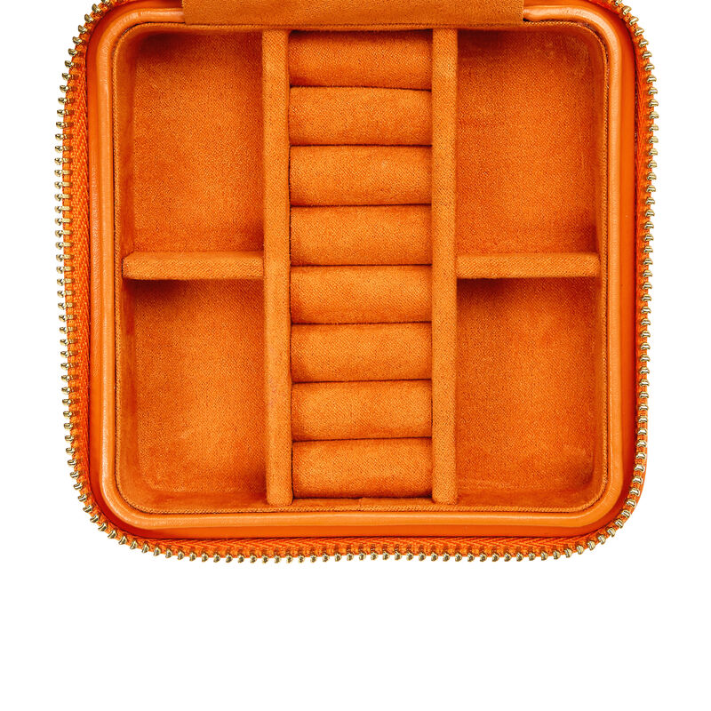WOLF &quot;Maria&quot; Orange Leather Small Jewelry Zip Case  image number 4