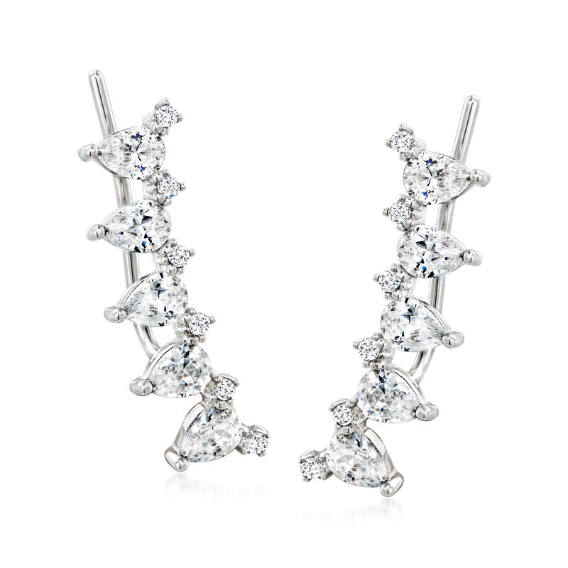 1.40 ct. t.w. CZ Ear Climbers in Sterling Silver  image number 0