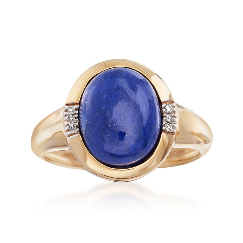 Lapis Ring with Diamond Accents in 14kt Yellow Gold image number 0