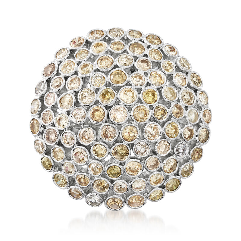 C. 1980 Vintage 4.62 ct. t.w. Yellow Diamond Fashion Ring in 18kt White Gold. Size 7.25 image number 0