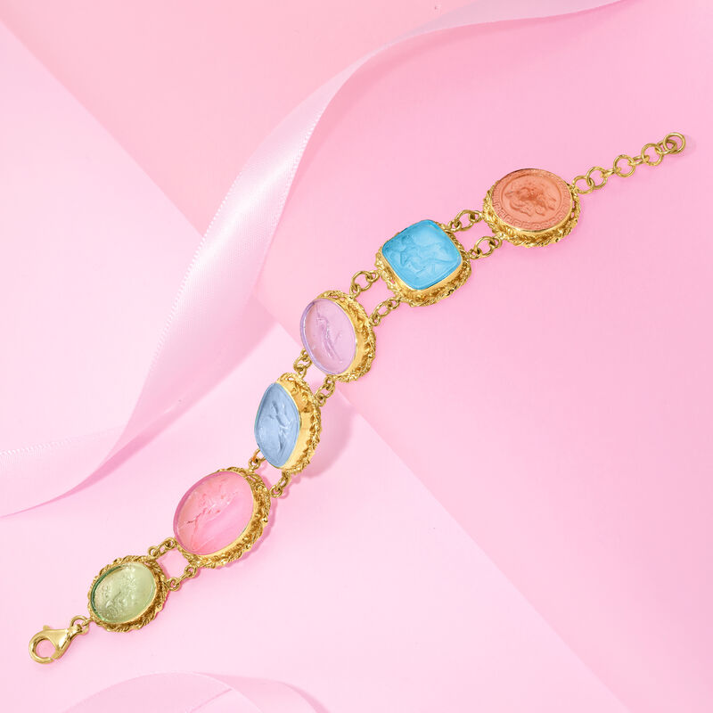 Italian Multicolored Venetian Glass Bracelet in 18kt Gold Over Sterling image number 2