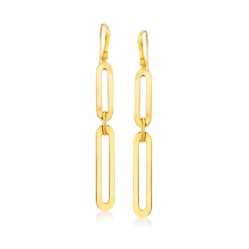 Italian 14kt Yellow Gold Paper Clip Link Drop Earrings image number 0