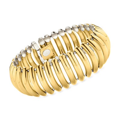 C. 1990 Vintage 18kt Two-Tone Gold Ridged Bracelet