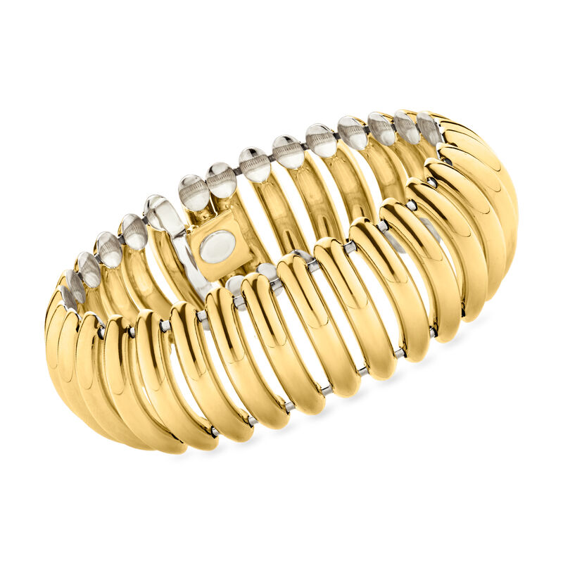 C. 1990 Vintage 18kt Two-Tone Gold Ridged Bracelet. 7.5" image number 0