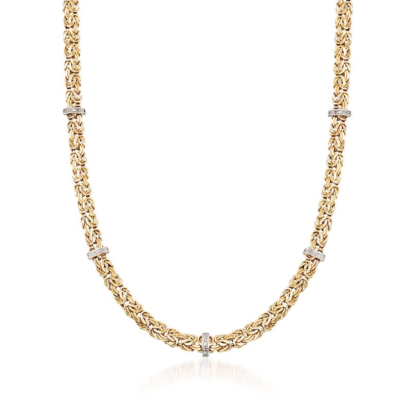 14kt Yellow Gold Byzantine Necklace with Diamond-Accented Stations image number 0