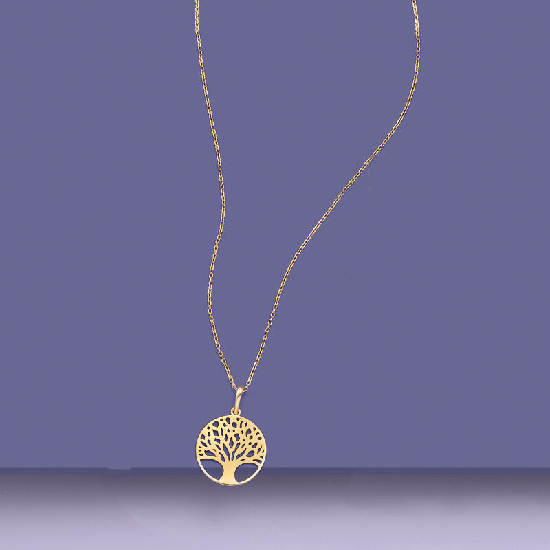 18kt Yellow Gold Tree of Life Pendant Necklace image number 2