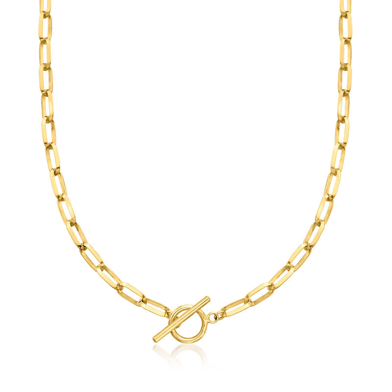 18kt Gold Over Sterling Paper Clip Link Toggle Necklace image number 0