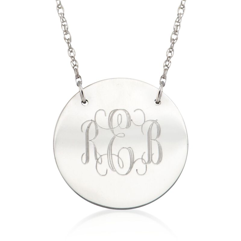 Sterling Silver Personalized Monogram Disc Necklace image number 0