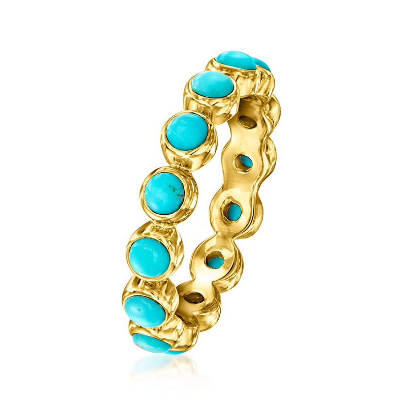 Turquoise Eternity Band in 18kt Gold Over Sterling image number 2