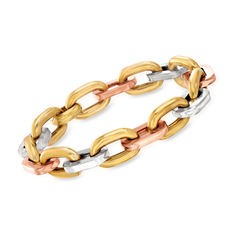 C. 1990 Vintage 18kt Tri-Colored Gold Link Bracelet image number 0