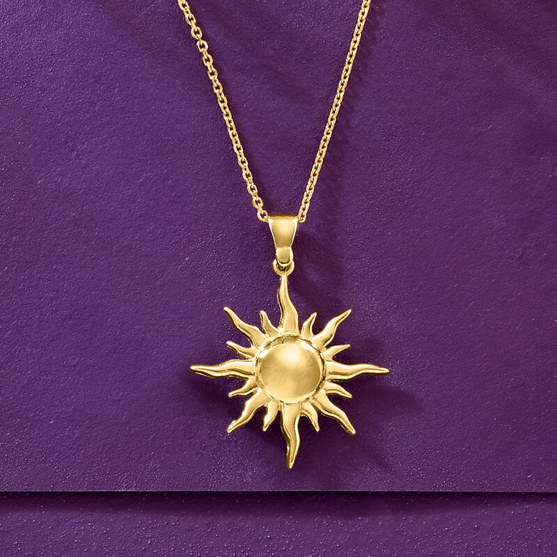 Italian 18kt Gold Over Sterling Sun Pendant Necklace. 18" image number 4