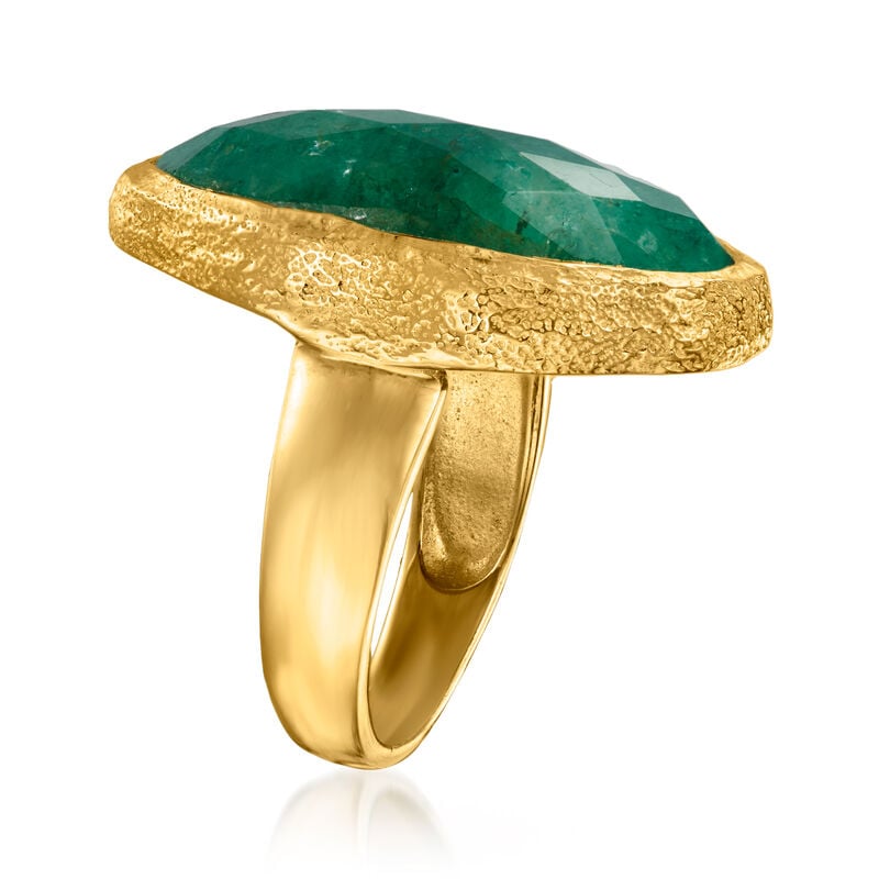 16.00 Carat Emerald Ring in 18kt Gold Over Sterling image number 2