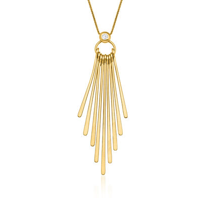 14kt Yellow Gold Multi-Bar Pendant Necklace with Single Diamond