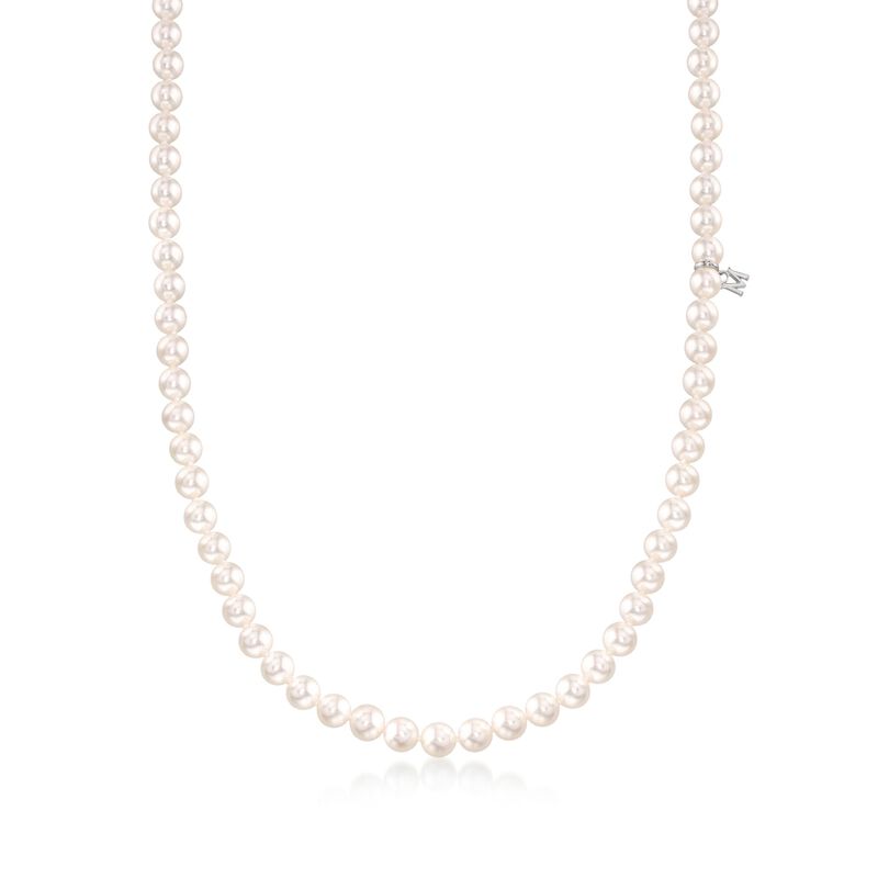 Mikimoto 6-6.5mm 'A' Akoya Pearl Necklace in 18kt White Gold. 16&quot; image number 1