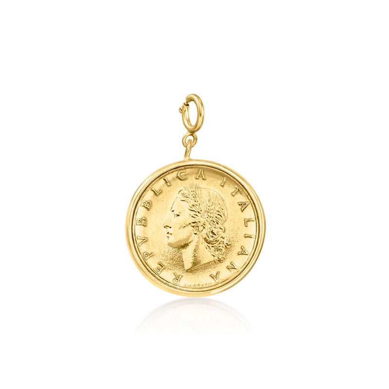 Italian 18kt Gold Over Sterling Genuine Lira Coin Charm  image number 1