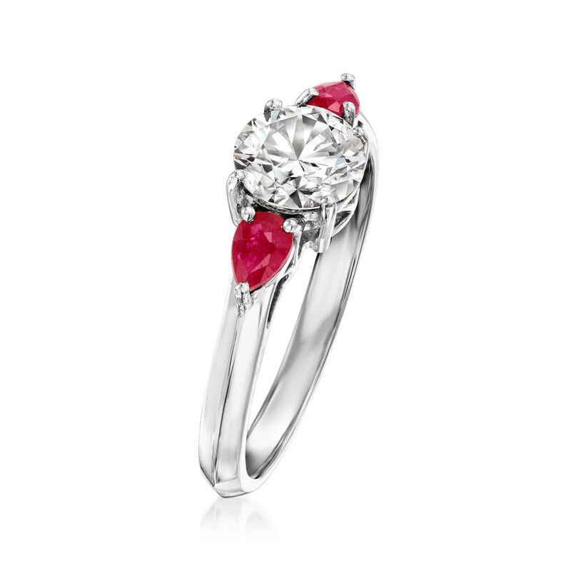 1.00 Carat Lab-Grown Diamond Ring with .40 ct. t.w. Rubies in 14kt White Gold image number 2