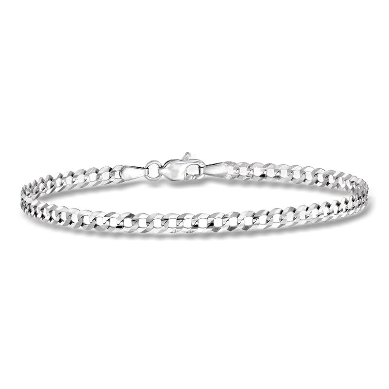 14kt White Gold Curb-Link Bracelet. 7" image number 0