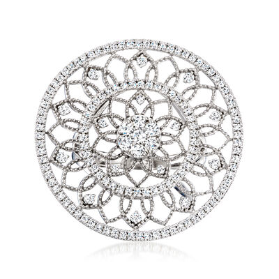 1.05 ct. t.w. Diamond Openwork Circle Ring in Sterling Silver
