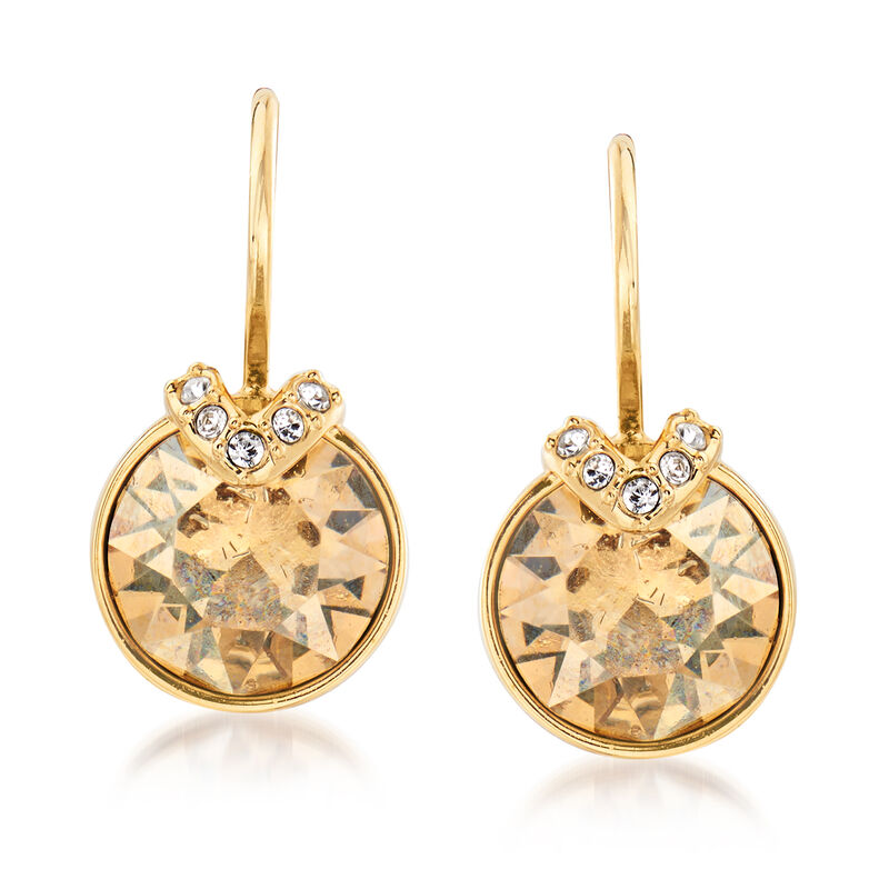 Swarovski Crystal &quot;Bella&quot; Golden Crystal V-Shape Earrings in Gold Plate image number 0
