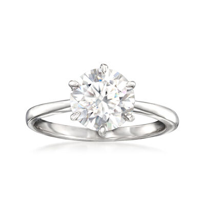 2.00 Carat Moissanite Solitaire Ring in Sterling Silver
