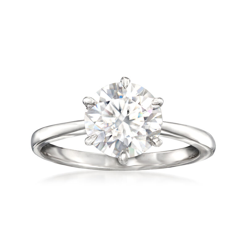 2.00 Carat Moissanite Solitaire Ring in Sterling Silver image number 0