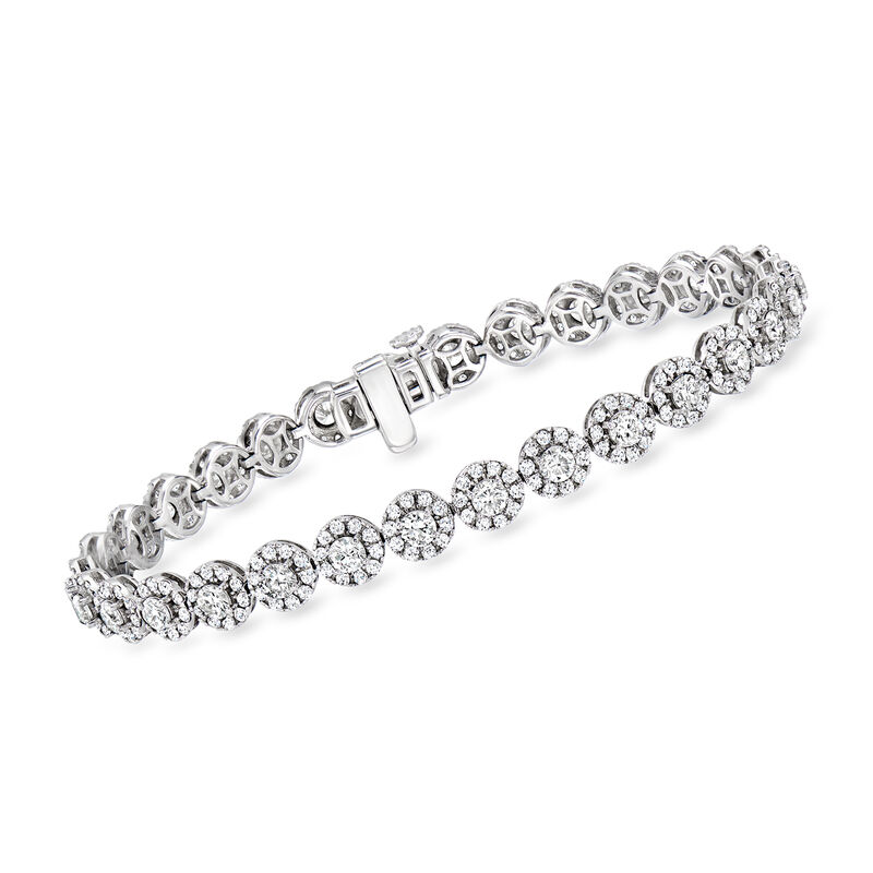 5.00 ct. t.w. Lab-Grown Diamond Halo Bracelet in 14kt White Gold. 7&quot; image number 0