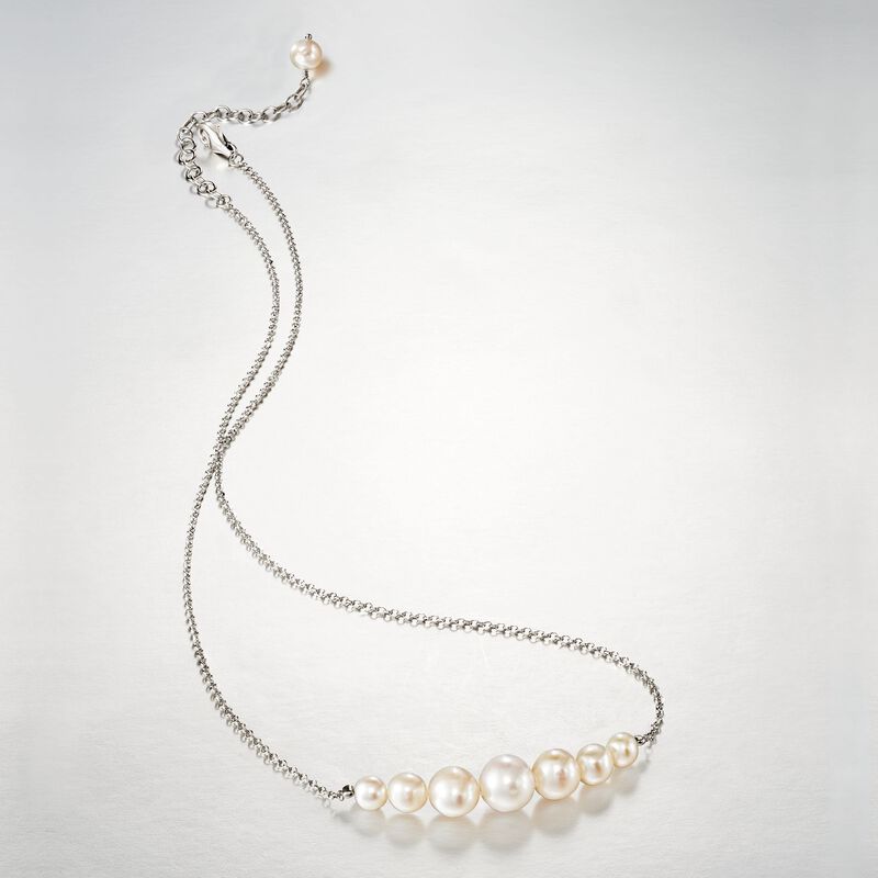 4-8mm Cultured Pearl Necklace in Sterling Silver image number 4