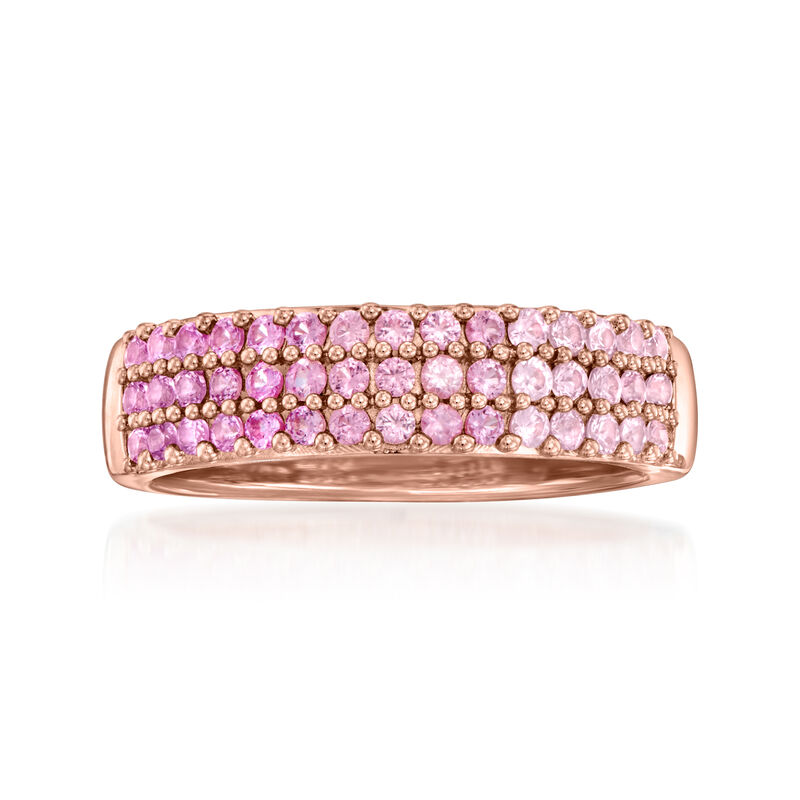 .90 ct. t.w. Pink Sapphire Ombre Ring in 18kt Rose Gold Over Sterling image number 0